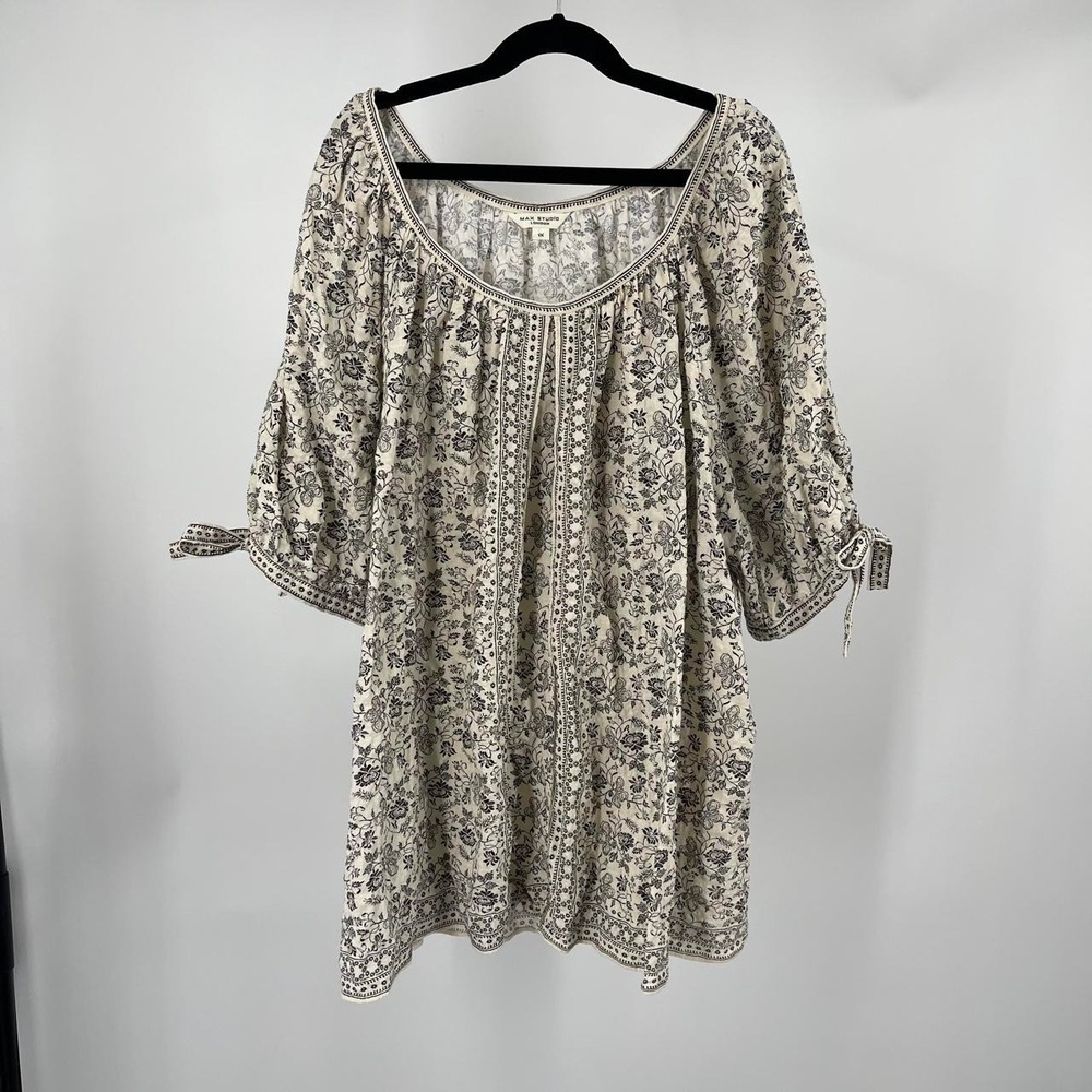 Max Studio Women's Floral Peasant Top 1X Boho Cottagecore Romantic Dainty Travel